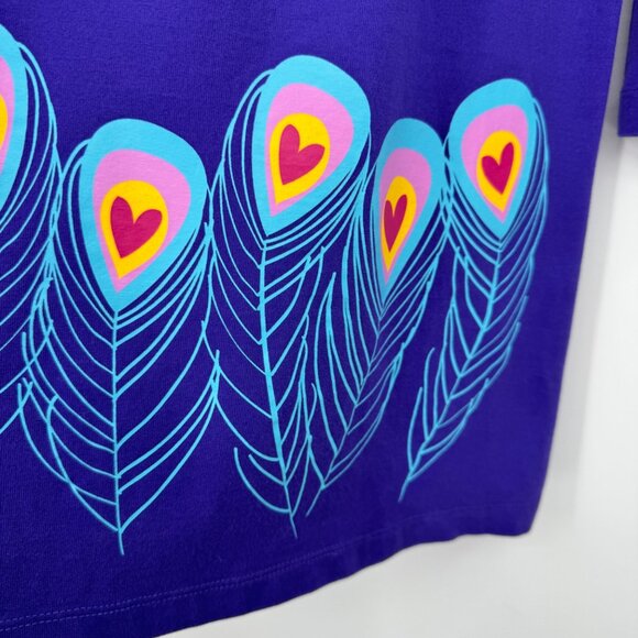 Hanna Andersson Purple Peacock Feather Dress Size 130 8 long sleeve - Picture 3 of 6